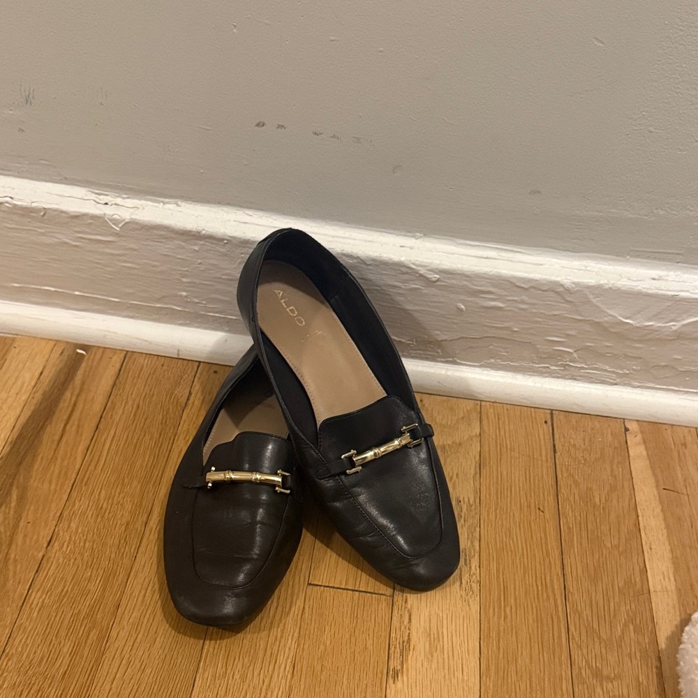 Aldo Leather Loafers with Gold Accent